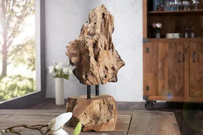 Figurka dekoracyjna FLAME 30-40 - drewno tekowe