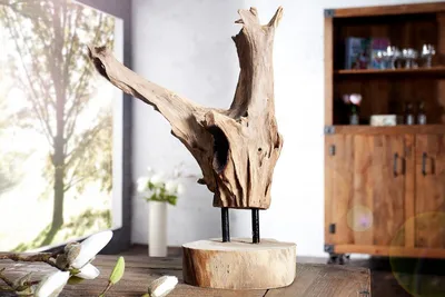 Figurka dekoracyjna FLAME 30-40 - drewno tekowe