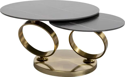 Stolik obrotowy BEVERLY 132x80 - czarny/złoty