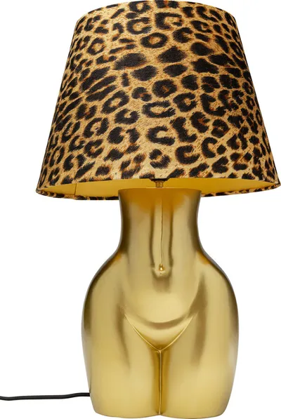 Lampa stołowa DONNA LEO - panterka/złoty