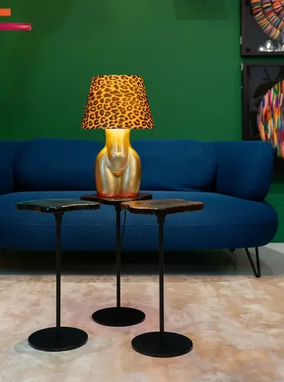 Lampa stołowa DONNA LEO - panterka/złoty