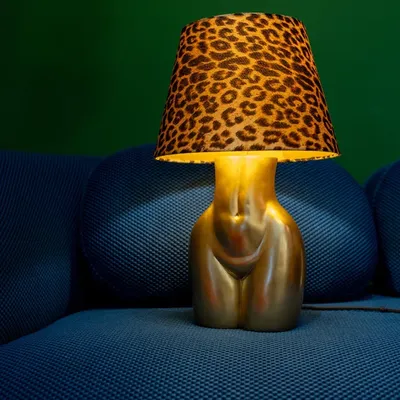 Lampa stołowa DONNA LEO - panterka/złoty