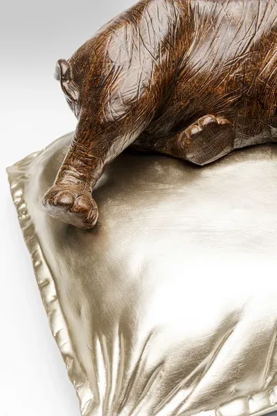 Figurka dekoracyjna SLEEPING RHINO - brązowy/złoty