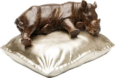 Figurka dekoracyjna SLEEPING RHINO - brązowy/złoty