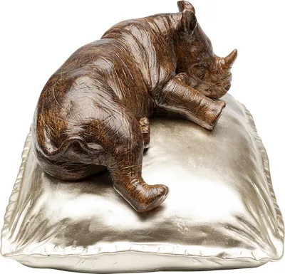 Figurka dekoracyjna SLEEPING RHINO - brązowy/złoty