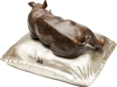Figurka dekoracyjna SLEEPING RHINO - brązowy/złoty