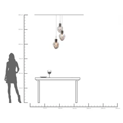 Lampa wisząca SUPERNOVA SMOKY TRE 45 - dymiony/srebrny