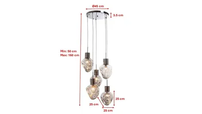 Lampa wisząca SUPERNOVA SMOKY CINQUE 50 - dymiony/srebrny