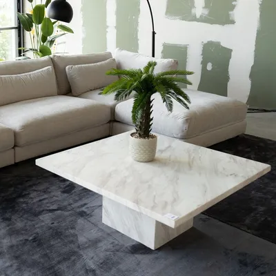 Stolik kawowy ARTISTICO MARBLE 100x100 - biały