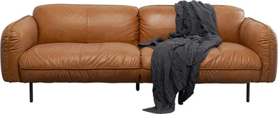 Sofa skórzana CALGARY - jasny brązowy