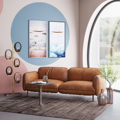 Sofa skórzana CALGARY - jasny brązowy
