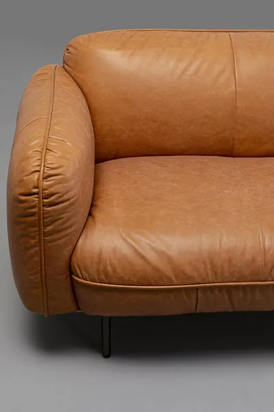 Sofa skórzana CALGARY - jasny brązowy