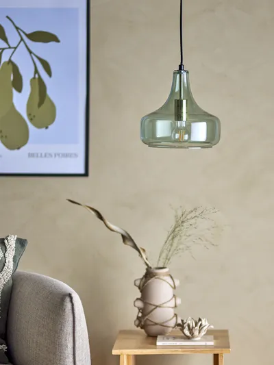 Lampa wisząca szklana YUSER - zielony/złoty