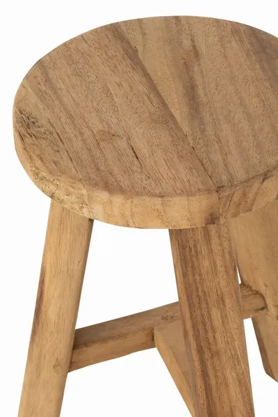 Taboret z teczyny z okrągłym siedziskiem  - naturalny