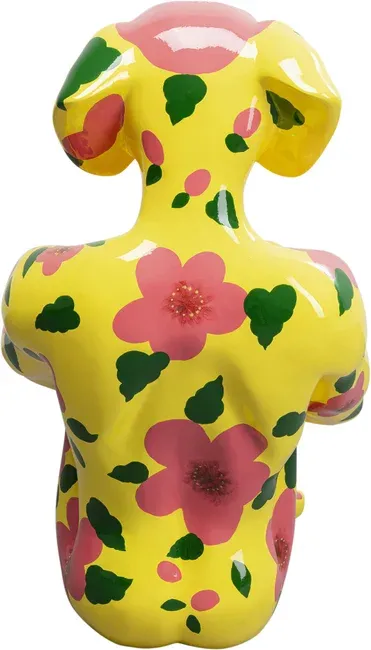 Figurka dekoracyjna GANGSTER DOG 80 - żółty w kwiaty