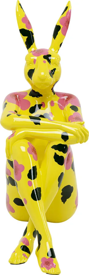 Figurka dekoracyjna GANGSTER RABBIT 80 - żółty w kwiaty