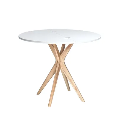 Stół półokrągły JUBI rozkładany 90 cm - biały