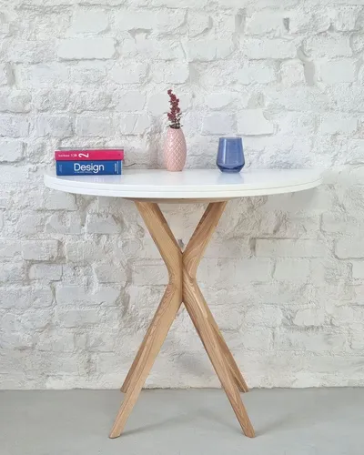 Stół półokrągły JUBI rozkładany 90 cm - grafitowy