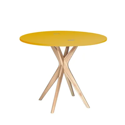 Stół półokrągły JUBI rozkładany 90 cm - żółty