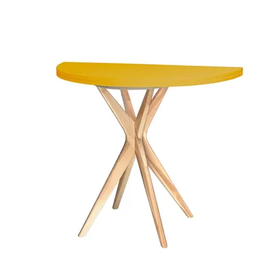 Stół półokrągły JUBI rozkładany 90 cm - żółty