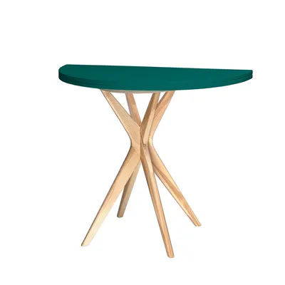 Stół półokrągły JUBI rozkładany 90 cm - zielony butelkowy
