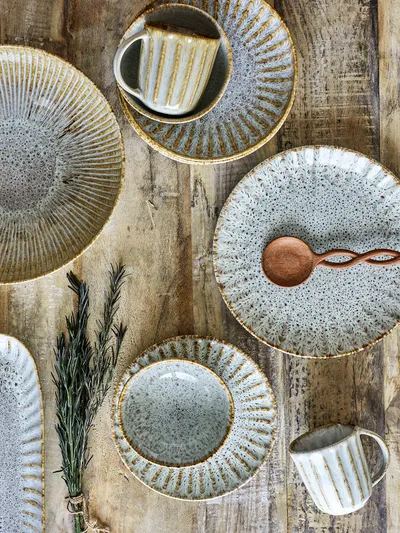 Talerz ceramiczny FLEUR 27 - szary