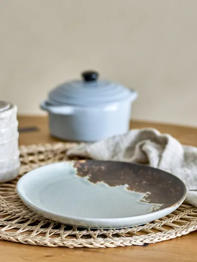 Talerz ceramiczny PAULA 20 - niebieski/brązowy
