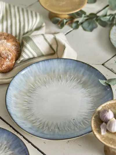 Talerz ceramiczny CALEN 27 - biały/niebieski