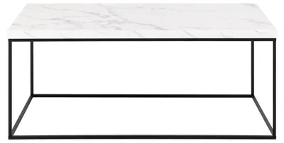 Stolik kawowy BAROSSA 110x55 - biały marmur/czarny