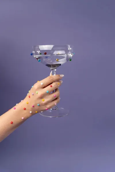 Kieliszek do koktajli PARTY DOTS - transparentny/kolorowy