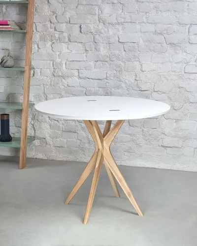 Stół półokrągły JUBI rozkładany 90 cm - niebieski