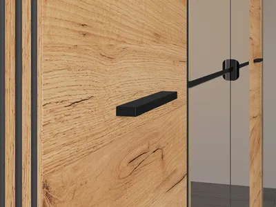 Szafa 3- drzwiowa z szufladami URSO 02 - dąb craft złoty/czarny
