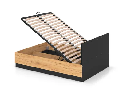 Łóżko URSO 1401 z podnoszonym stelażem, do materaca 160 cm- dąb craft złoty/czarny