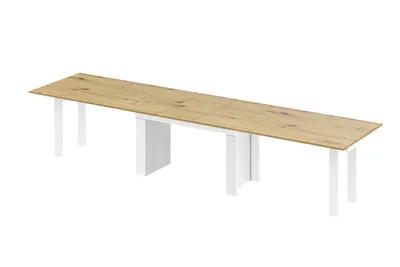 Stół rozkładany MAGRO 170/410x100 - dąb artisan/biały połysk