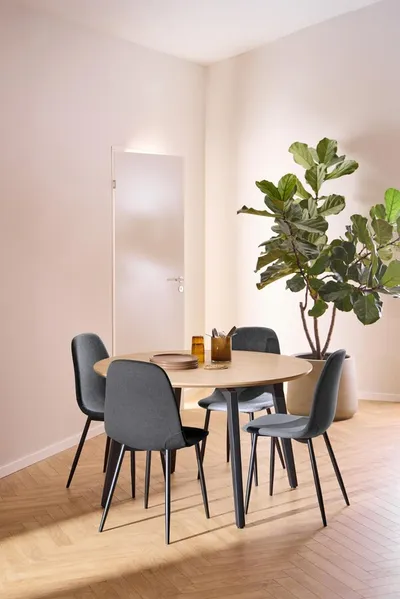 Stół okrągły CADIZ 120 cm - dąb/czarny