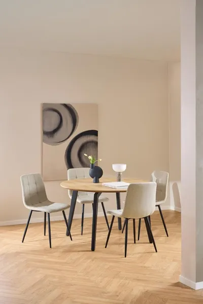 Stół okrągły CADIZ 120 cm - dąb/czarny