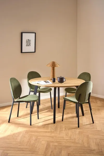 Stół okrągły CADIZ 120 cm - dąb/czarny