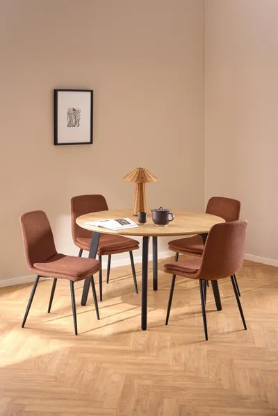 Stół okrągły CADIZ 120 cm - dąb/czarny