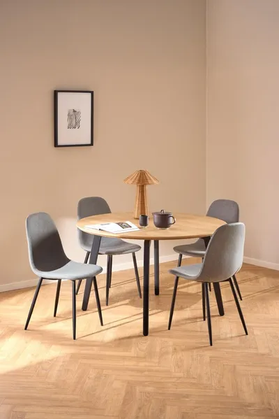 Stół okrągły CADIZ 120 cm - dąb/czarny
