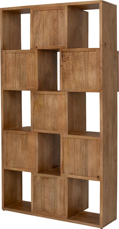 Regał drewniany CUBES BALANCE - brązowy