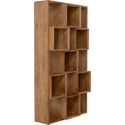 Regał drewniany CUBES BALANCE - brązowy