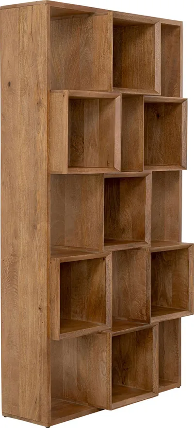 Regał drewniany CUBES BALANCE - brązowy