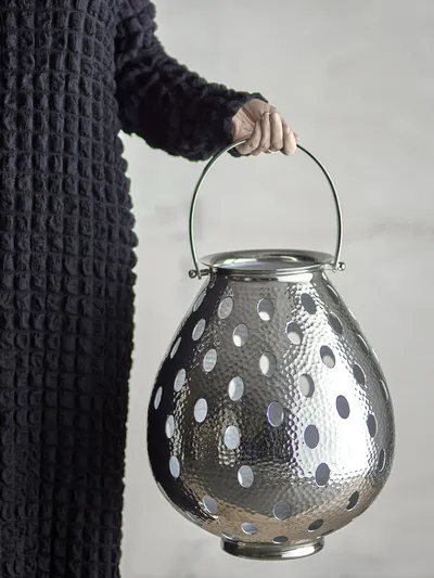 Lampion aluminiowy MAIKA - srebrny