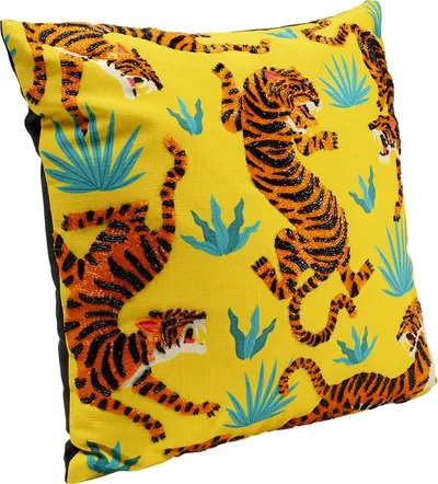 Poduszka dekoracyjna TIGER LOVE 45x45 - żółty