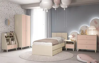 Regał niski z szufladą MEVEL 09 - beż piaskowy/millenial pink