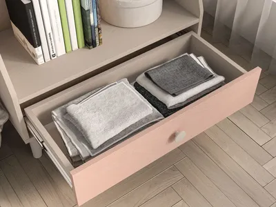 Regał niski z szufladą MEVEL 09 - beż piaskowy/millenial pink