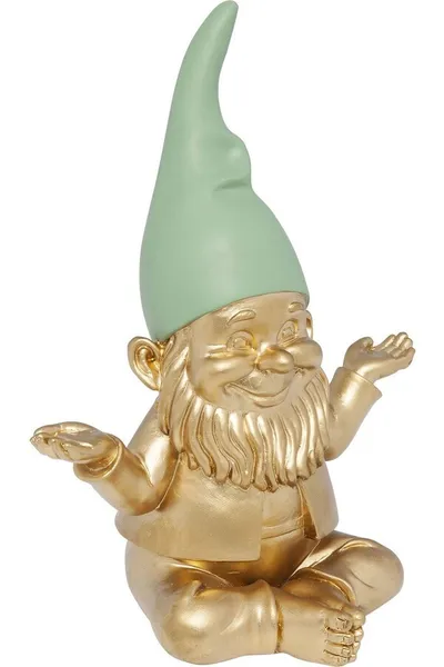 Figurka dekoracyjna GNOME MEDITATION 19 - zielony/złoty