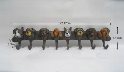 Wieszak ścienny DOG FAMILY - szary/brązowy