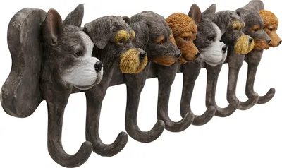 Wieszak ścienny DOG FAMILY - szary/brązowy