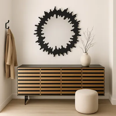 Lustro ścienne metalowe HEARTBEAT 120 cm - czarny